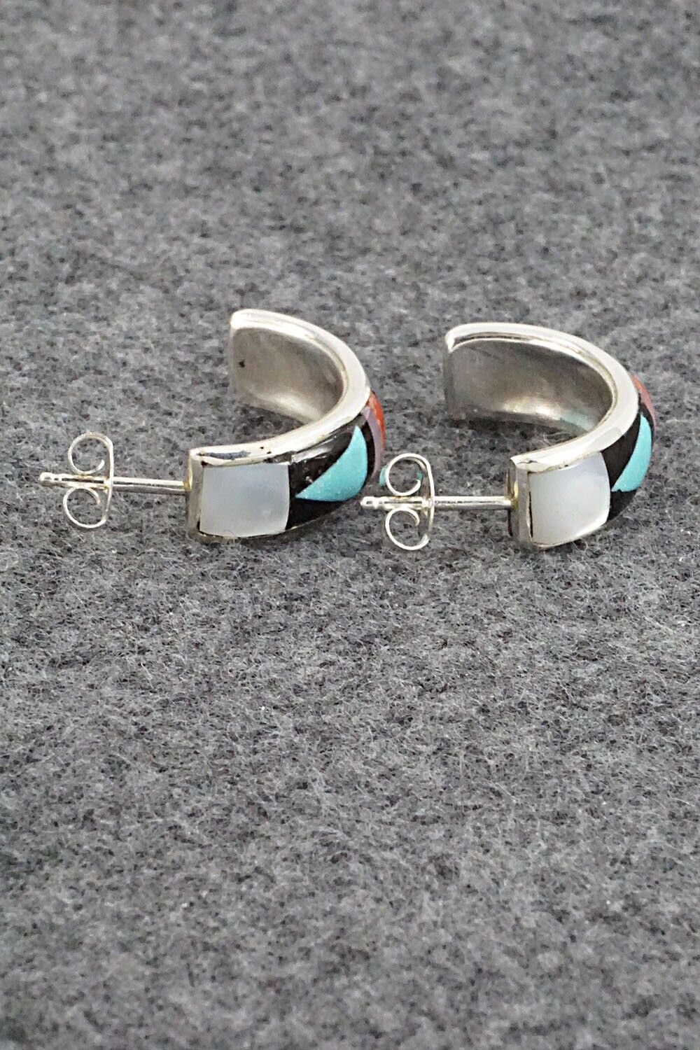 Multi Stone Inlay & Sterling Silver Earrings - Delberta Boone
