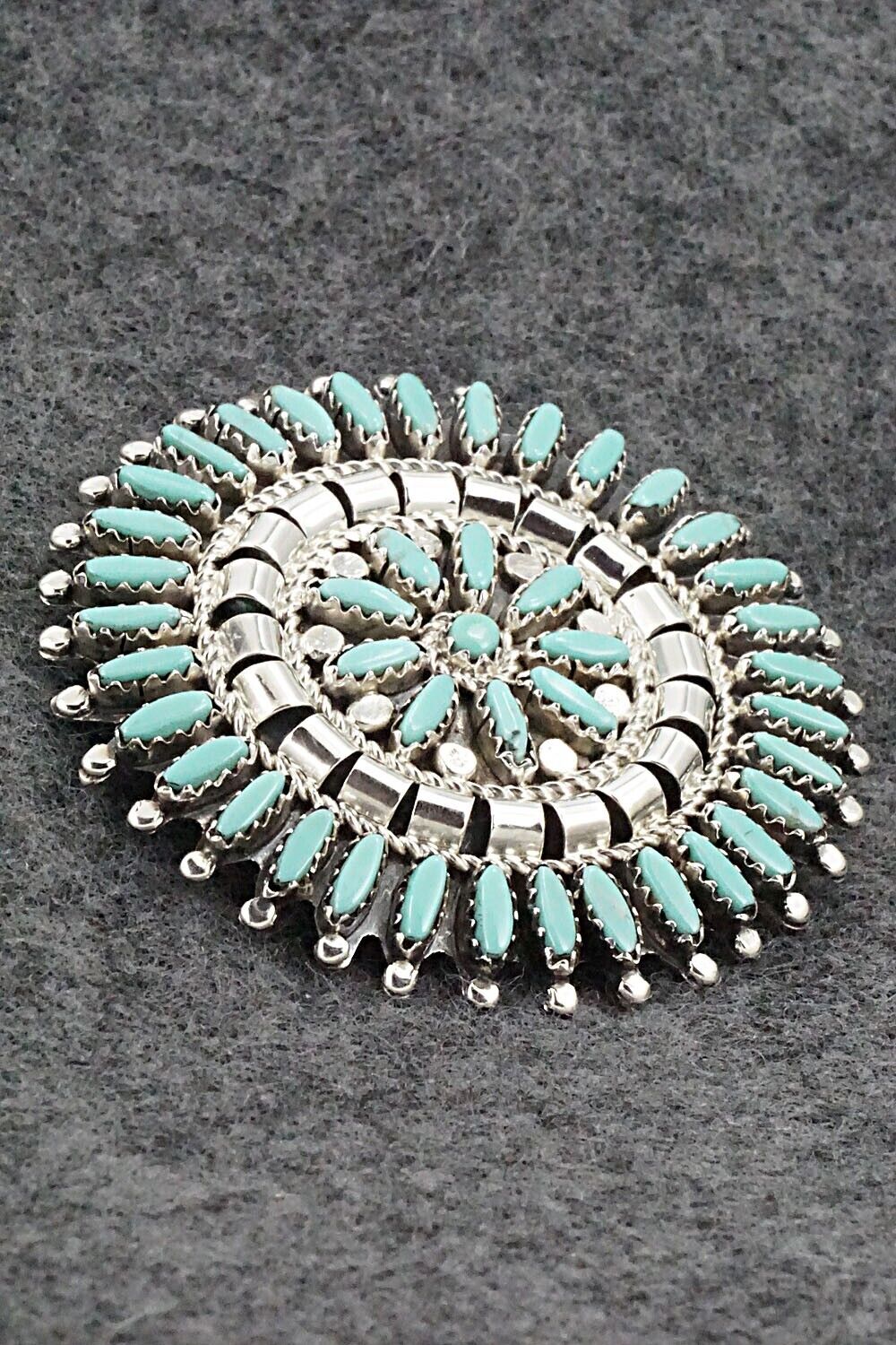 Turquoise & Sterling Silver Pendant/Pin - Nathaniel Nez