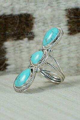 Navajo Turquoise & Sterling Silver Ring - Bucky Berlin - Size 9.25