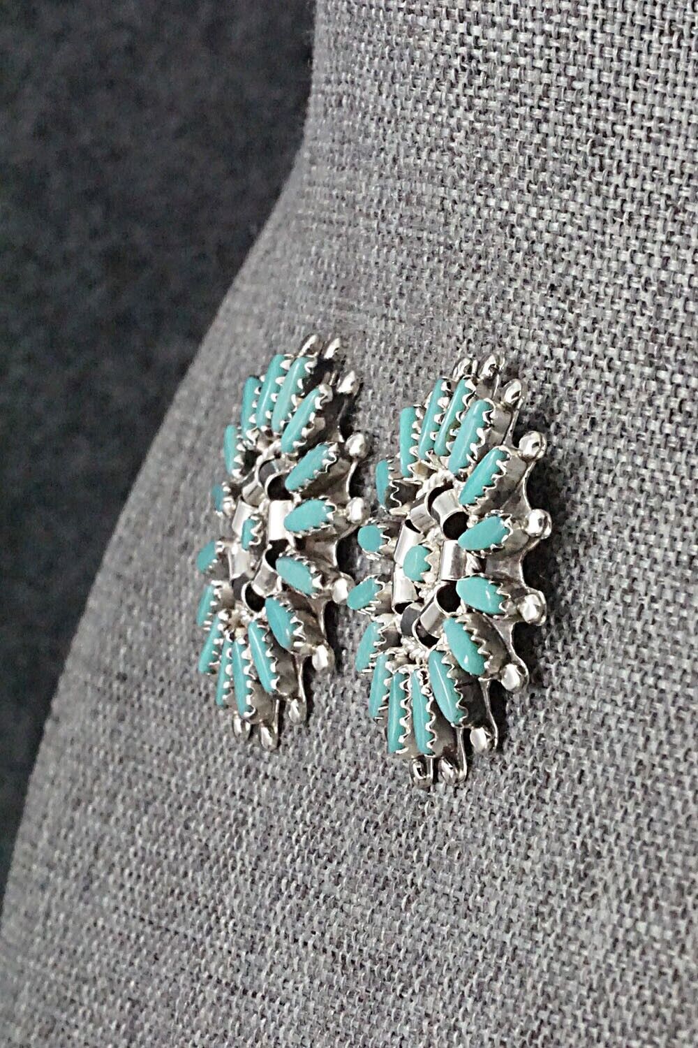 Turquoise & Sterling Silver Earrings - Nathaniel Nez