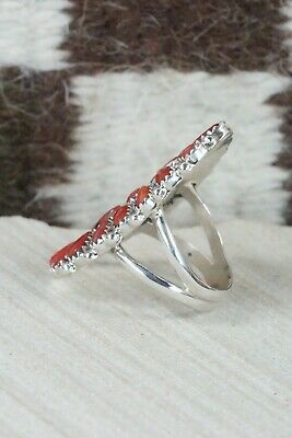 Coral and Sterling Silver Ring - Donovan Wilson - Size 7.75