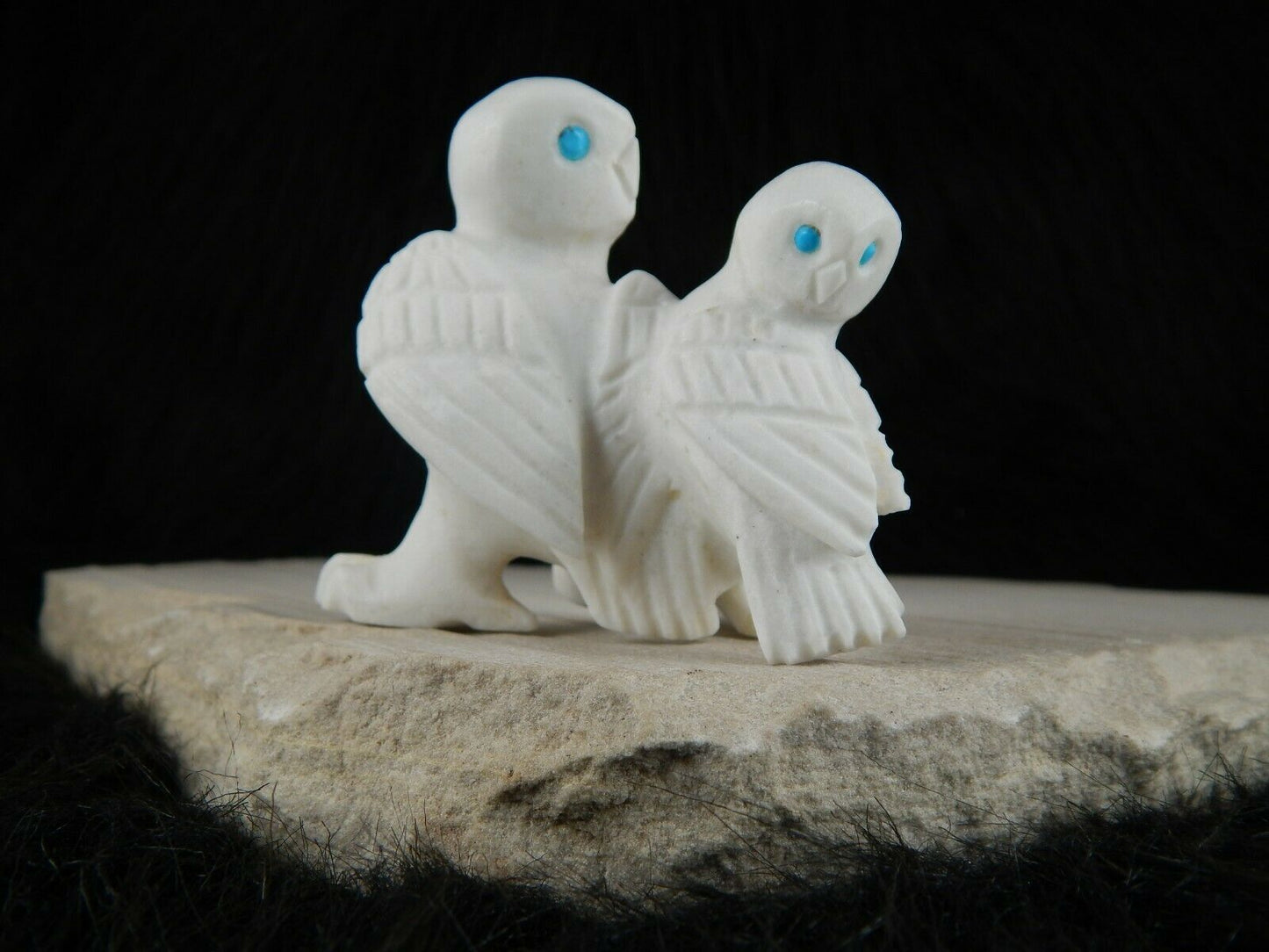 Owls Zuni Fetish Carving - Albert Eustace Sr - High Lonesome Trading