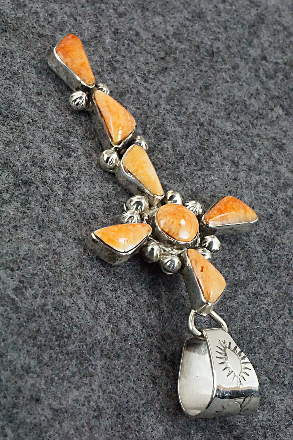 Spiny Oyster & Sterling Silver Pendant - Sheena Jack