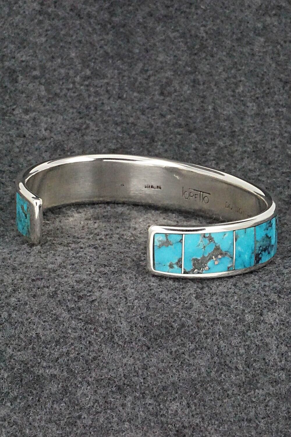 Turquoise & Sterling Silver Inlay Bracelet - Larry Loretto