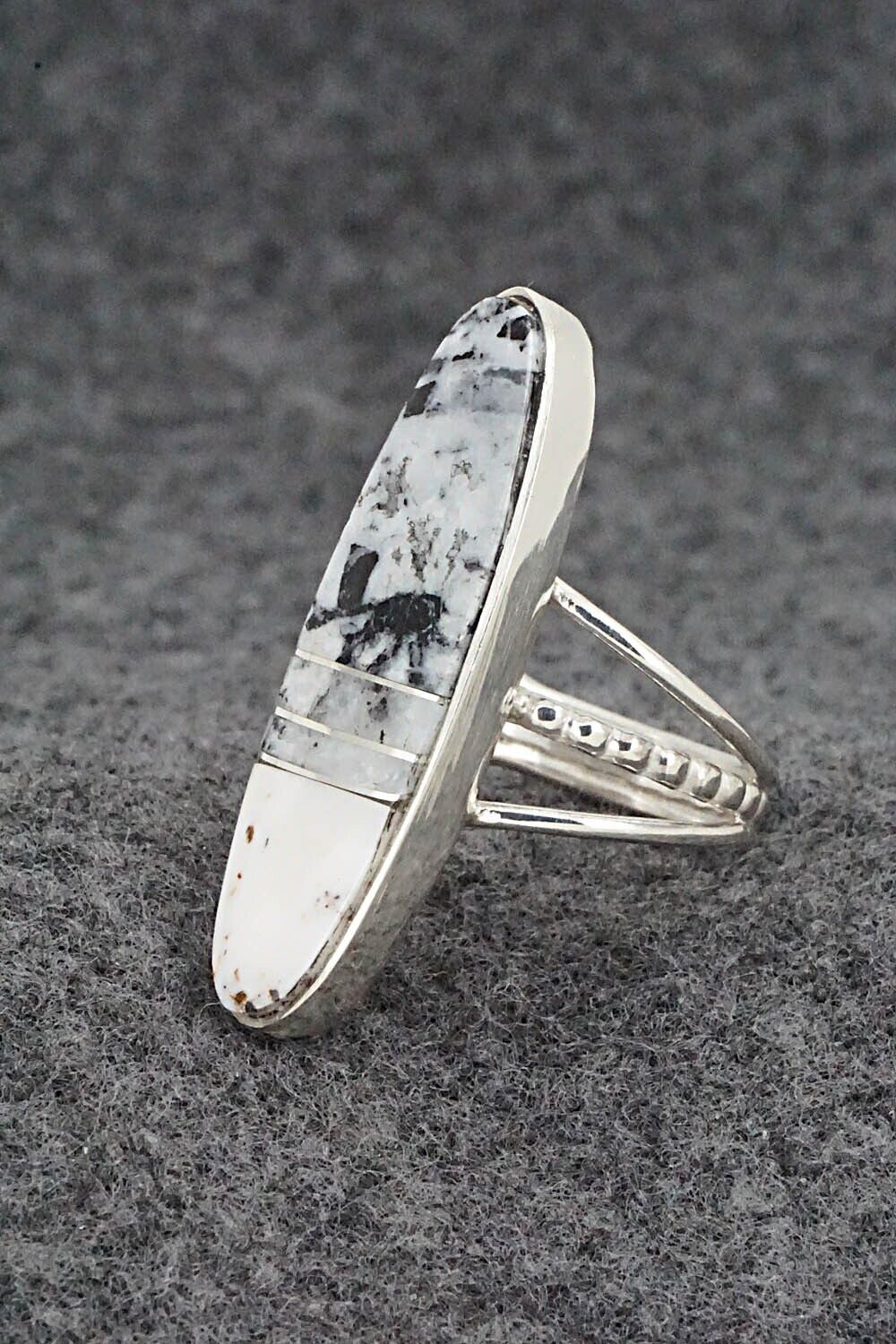 White Buffalo & Sterling Silver Ring - Harold Smith - Size 6