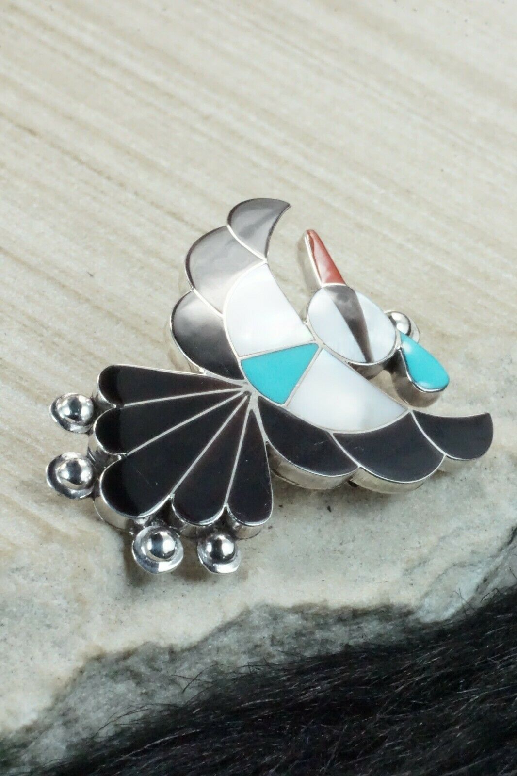 Multi Stone & Sterling Silver Inlay Pendant/ Pin - Leavus Ahiyite