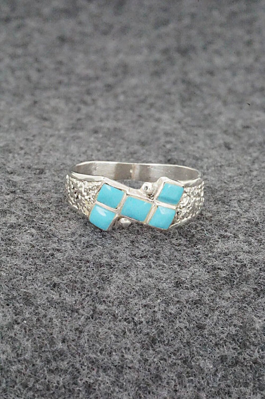 Turquoise & Sterling Silver Ring - Bonnie Quam - Size 8