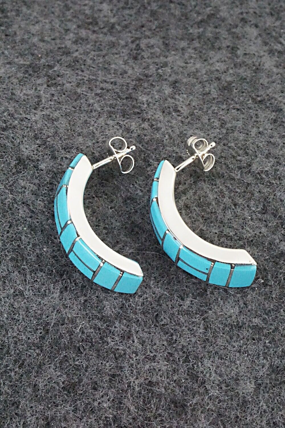 Turquoise & Sterling Silver Inlay Earrings - Monica Kanesta