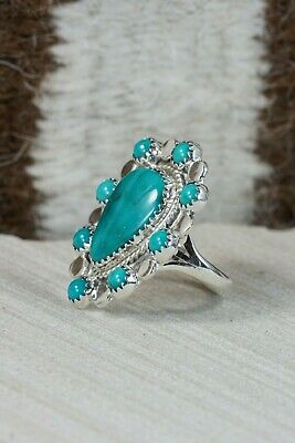 Navajo Turquoise and Sterling Silver Ring - Roberta Begay - Size 7