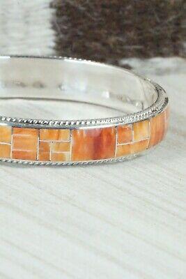 Spiny Oyster & Sterling Silver Bangle Bracelet - Ricky Booqua - High Lonesome Trading