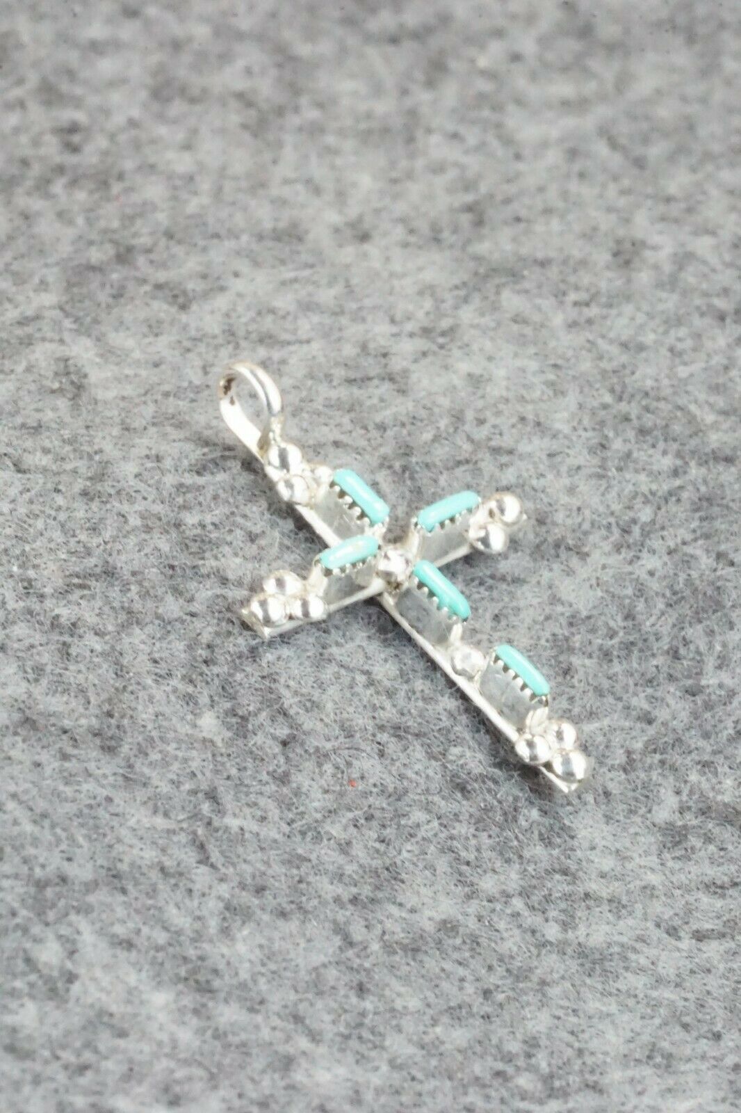 Turquoise & Sterling Silver Cross Pendant - Marshelle Qualo