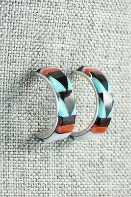 Multi Stone Inlay & Sterling Silver Earrings - Melanie Booqua