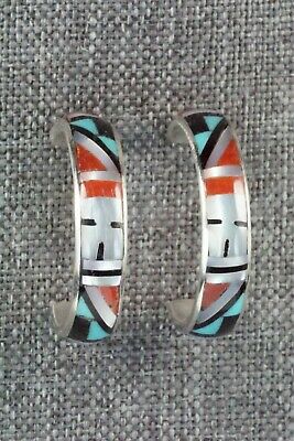 Multi Stone Inlay & Sterling Silver Earrings - Delberta Boone