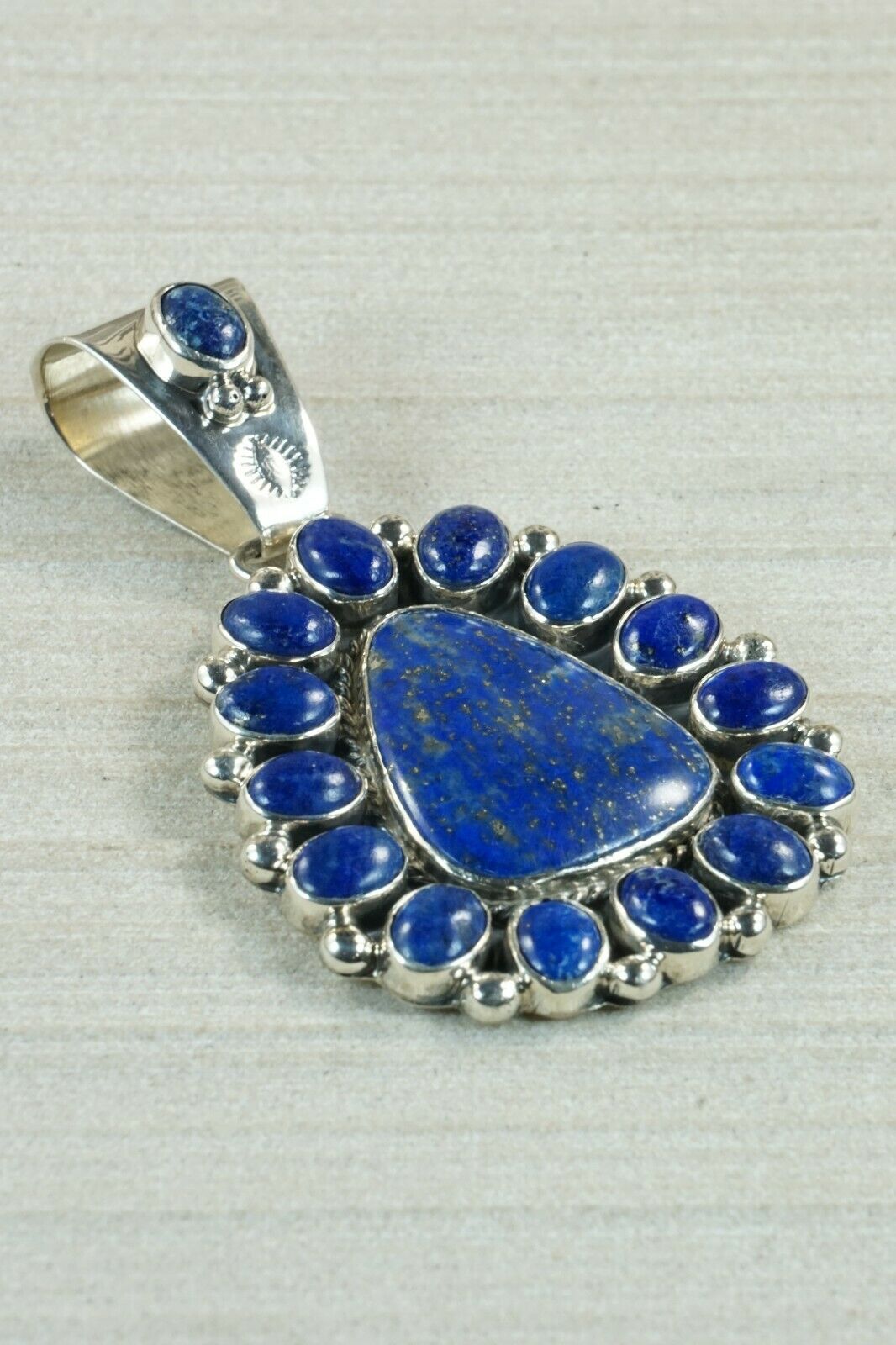 Navajo Lapis and Sterling Silver Pendant - Raymond Delgarito