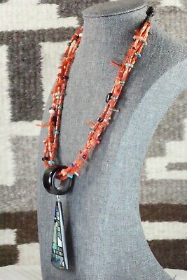 Coral, Turquoise & Sterling Silver Necklace - Chris Nieto