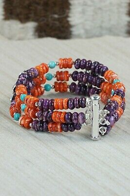 Navajo Spiny Oyster & Sterling Silver Butterfly Bracelet - Native American