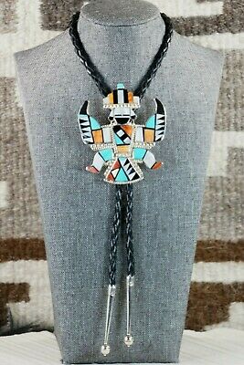 Zuni Inlay Dancer & Sterling Silver Bolo Tie - Marisa Selecion