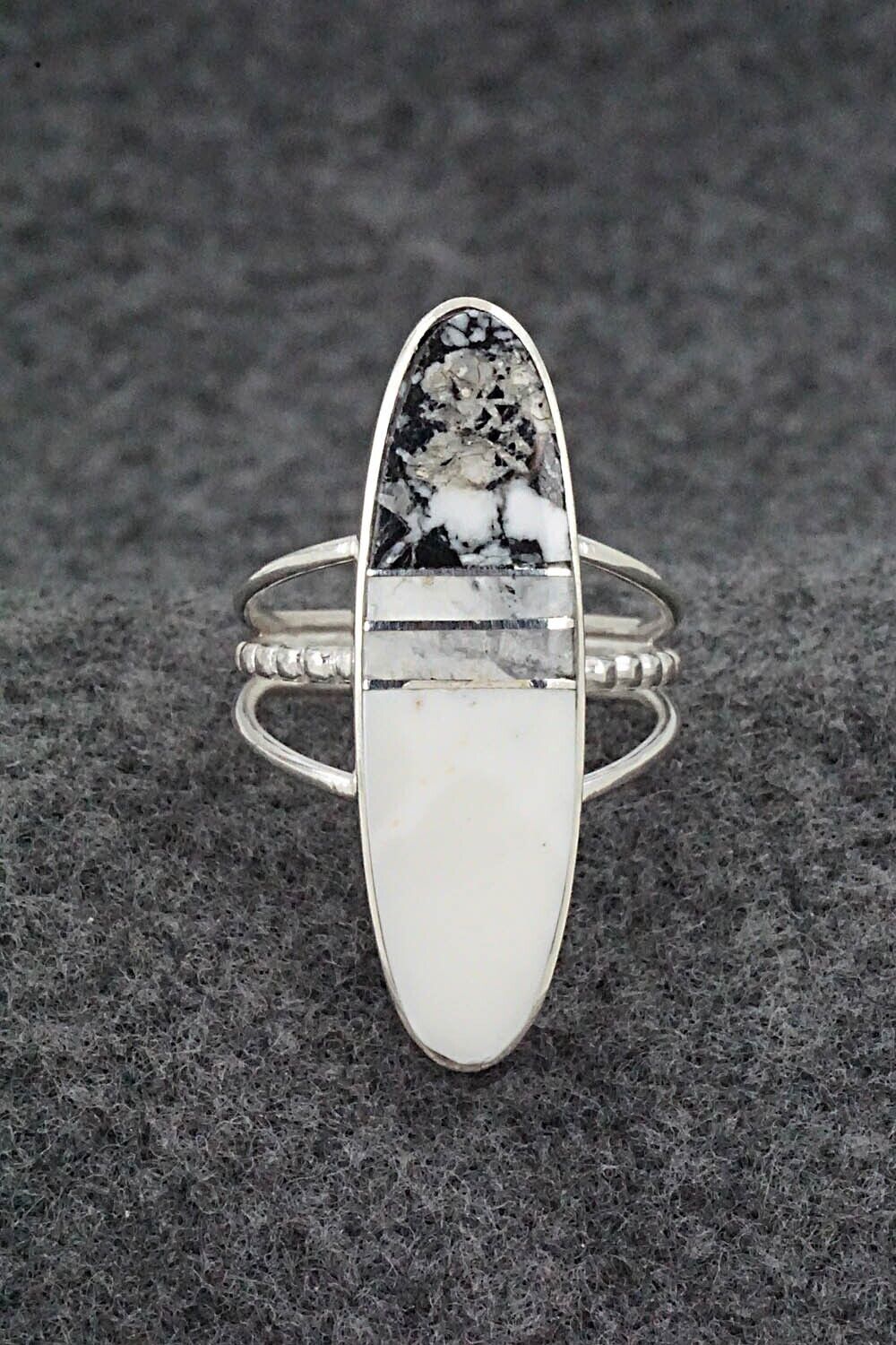 White Buffalo & Sterling Silver Ring - Harold Smith - Size 8