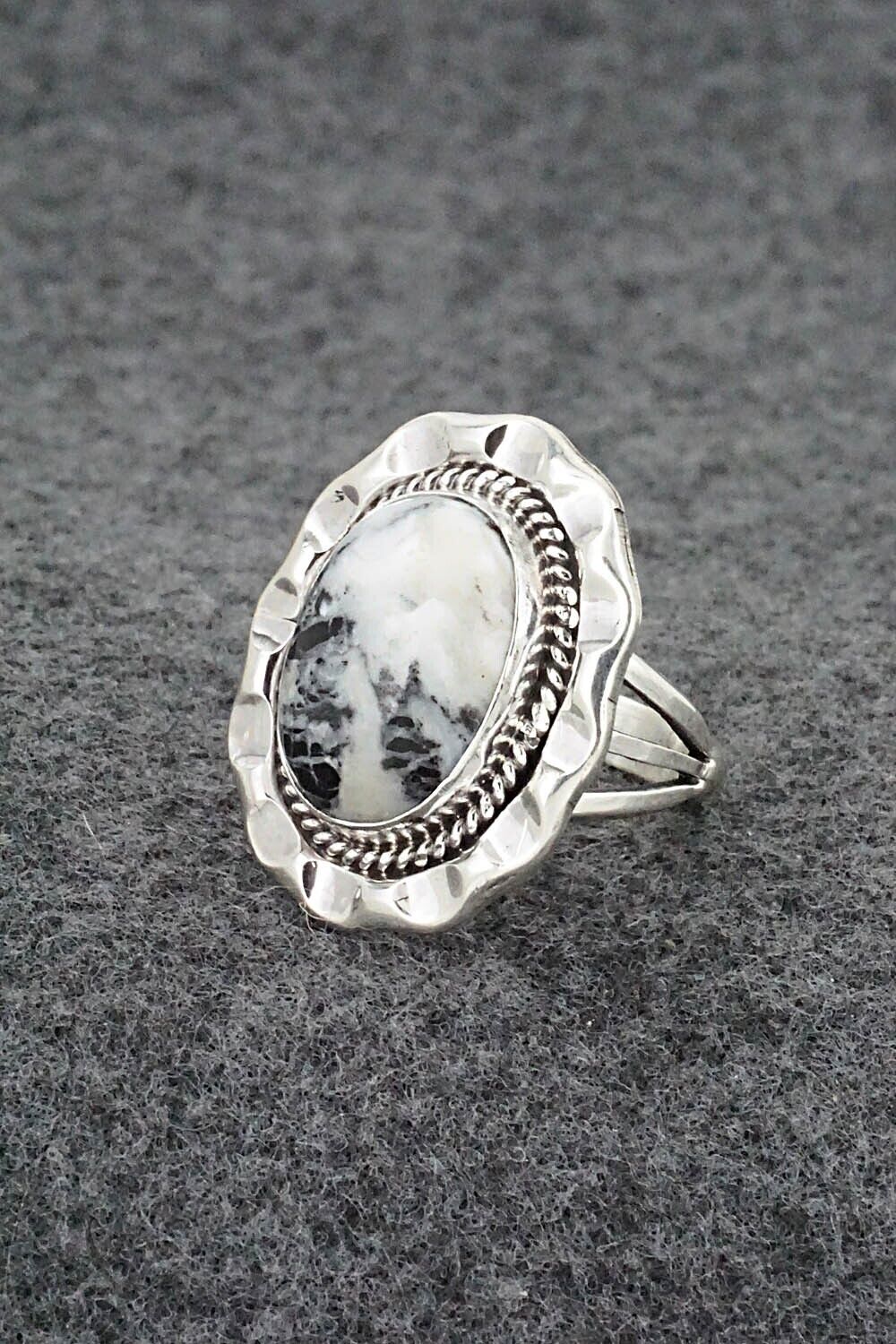White Buffalo & Sterling Silver Ring - Samuel Yellowhair - Size 6