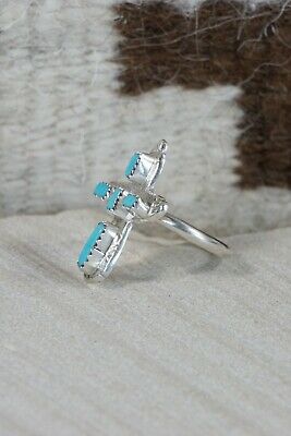 Zuni Turquoise and Sterling Silver Cross Ring - Cecilia Iule - Size 7.75