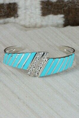 Zuni Turquoise and Sterling Silver Bracelet - Fabian Sheyka - High Lonesome Trading