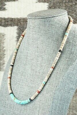 Turquoise, Shell & Jet Necklace - Torevia Crespin
