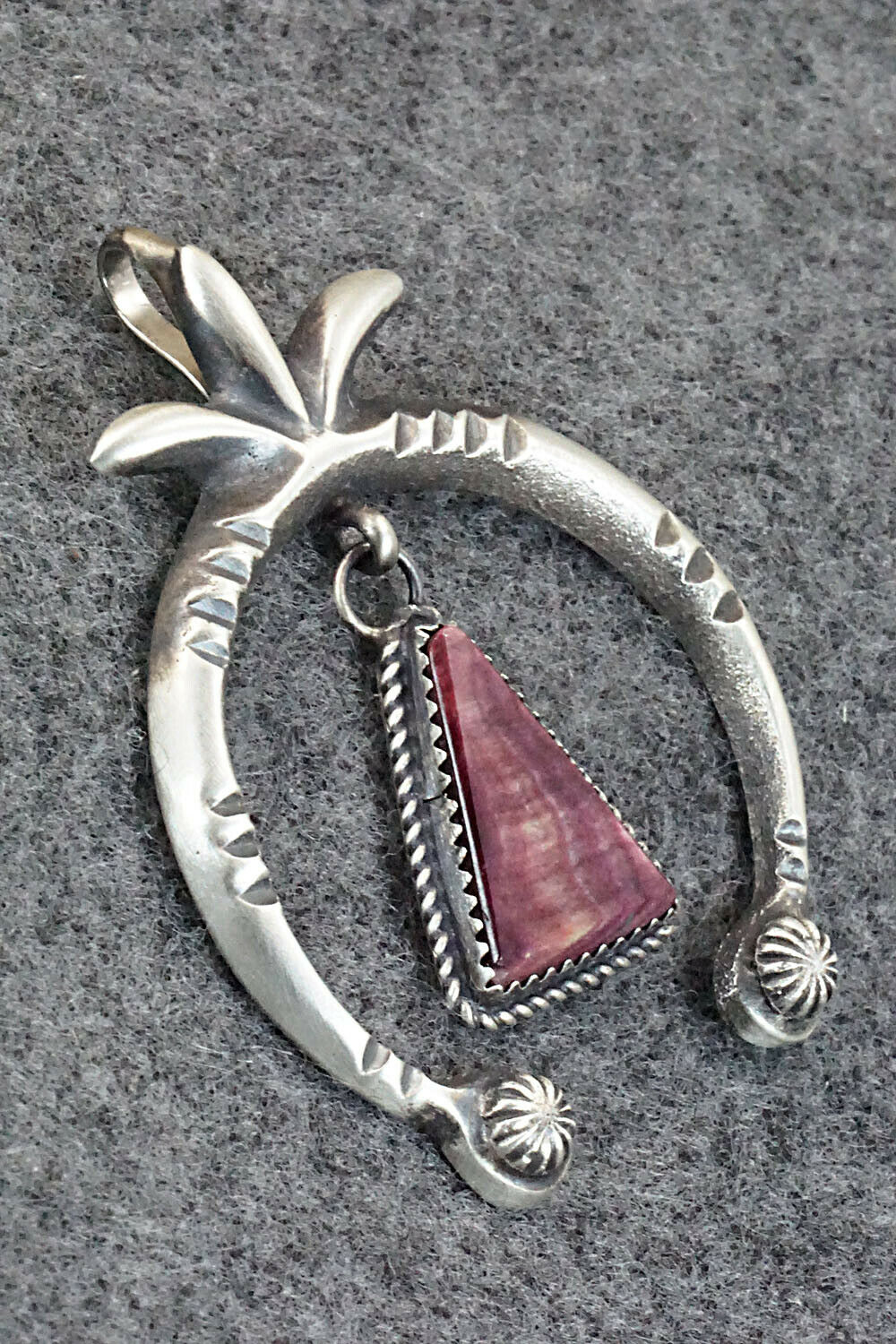 Spiny Oyster and Sterling Silver Naja Pendant - Martha Cayatineto