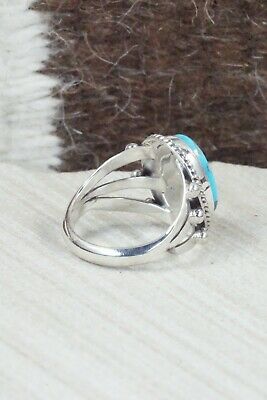 Turquoise & Sterling Silver Ring - Genevieve Frank - Size 7.5