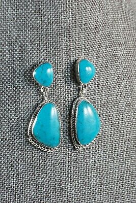 Navajo Turquoise and Sterling Silver Earrings - Sadie Jim
