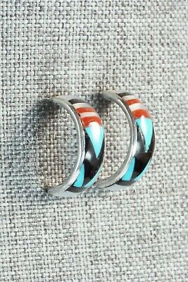 Multi Stone Inlay & Sterling Silver Earrings - Delberta Boone