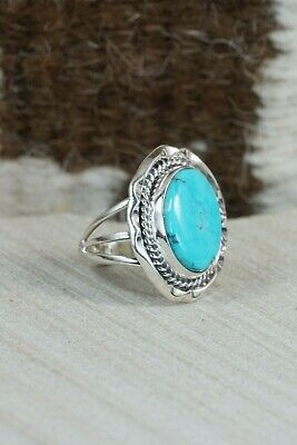Navajo Turquoise & Sterling Silver Ring - Samuel Yellowhair - Size 5.75