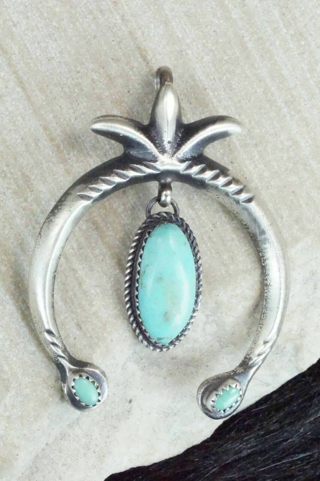 Turquoise and Sterling Silver Pendant - Martha Cayatineto - High Lonesome Trading
