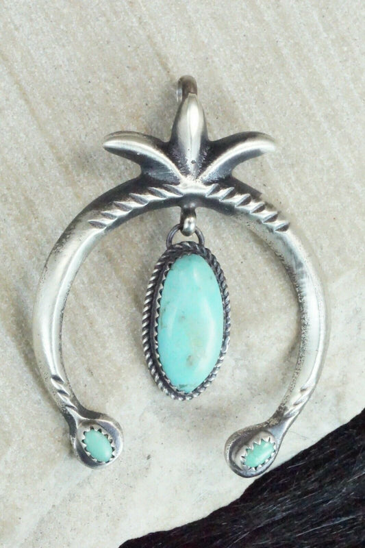 Turquoise and Sterling Silver Pendant - Martha Cayatineto - High Lonesome Trading