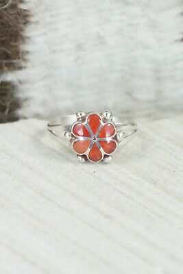 Coral & Sterling Silver Ring - Bernadette Hattie - Size - 7