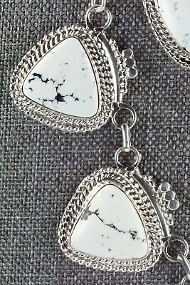 Navajo White Buffalo & Sterling Silver Necklace and Earrings Set - Tom Lewis