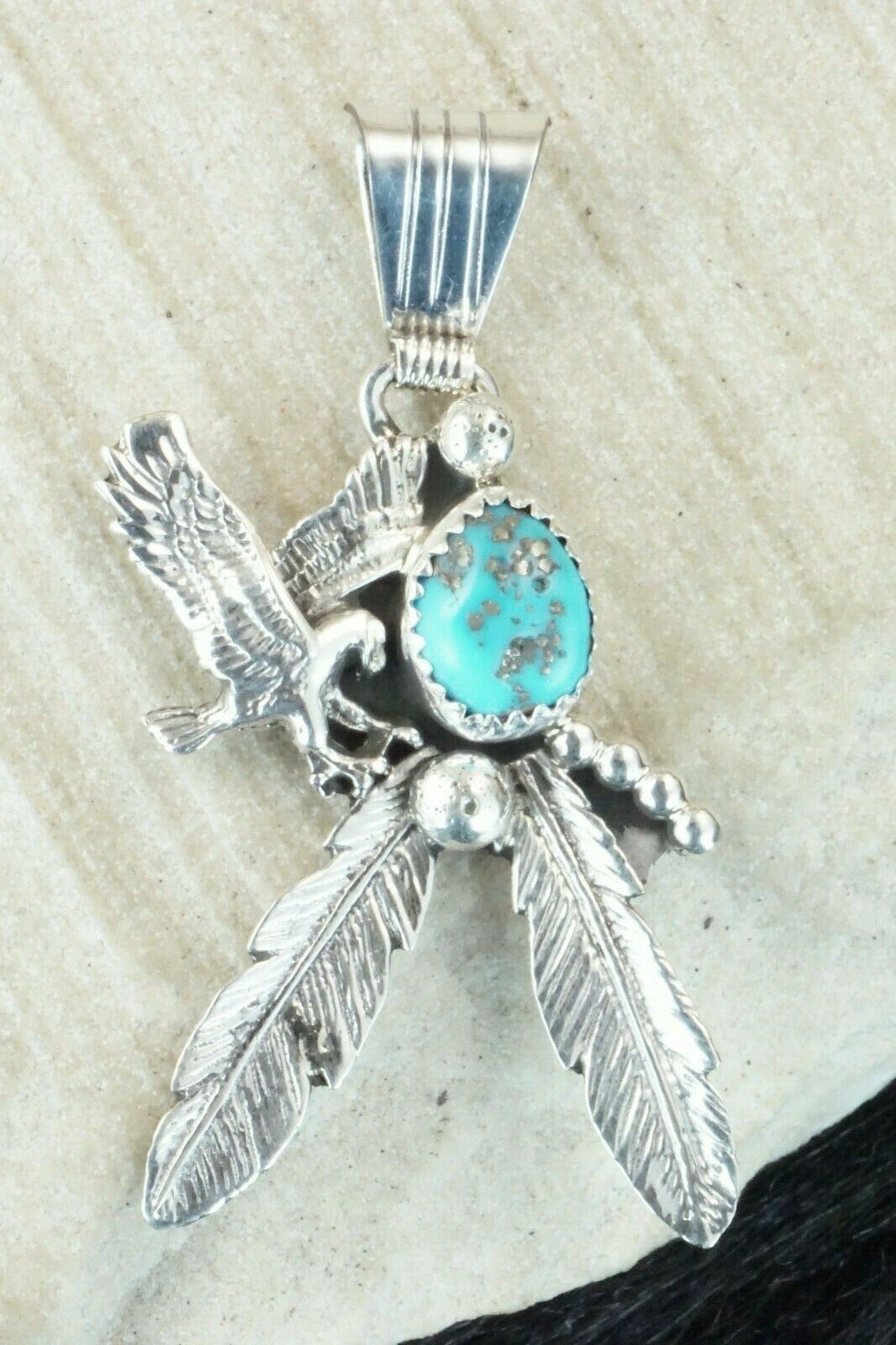 Turquoise and Sterling Silver Pendant - Genevieve Francisco