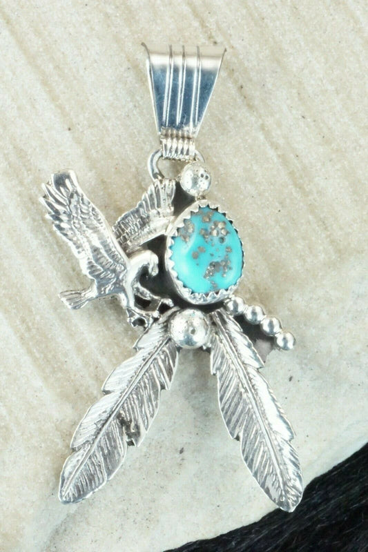 Turquoise and Sterling Silver Pendant - Genevieve Francisco