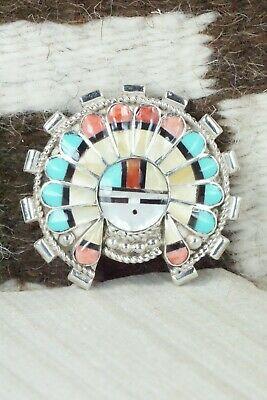 Zuni Multi Stone and Sterling Silver Pendant & Pin - Verdel Niiha - High Lonesome Trading