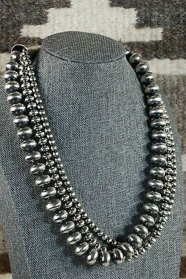 Navajo 3 Strand Sterling Silver Necklace - Jan Mariano - High Lonesome Trading