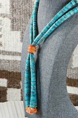 Santo Domingo Traditional Turquoise & Spiny Oyster Necklace - Lupe Lovato - High Lonesome Trading
