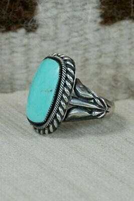 Navajo Turquoise & Sterling Silver Ring - Bobby Platero - Size 10.5