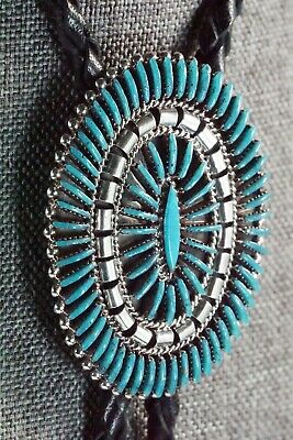 Turquoise & Sterling Silver Bolo Tie - Edmund Cooeyate