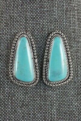 Navajo Turquoise and Sterling Silver Earrings - Annissa Martinez - High Lonesome Trading