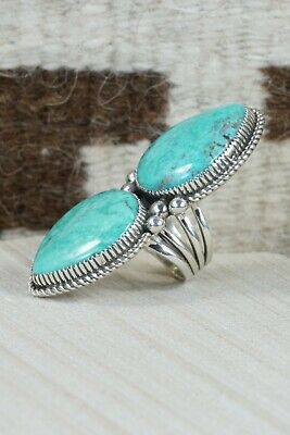 Navajo Turquoise and Sterling Silver Ring - Alvin Joe - Size 6.75