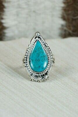Navajo Turquoise & Sterling Silver Ring - Andrew Vandever - Size 6.75
