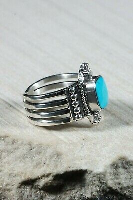 Navajo Turquoise and Sterling Silver Ring - Daniel Benally - Size 7.75 - High Lonesome Trading