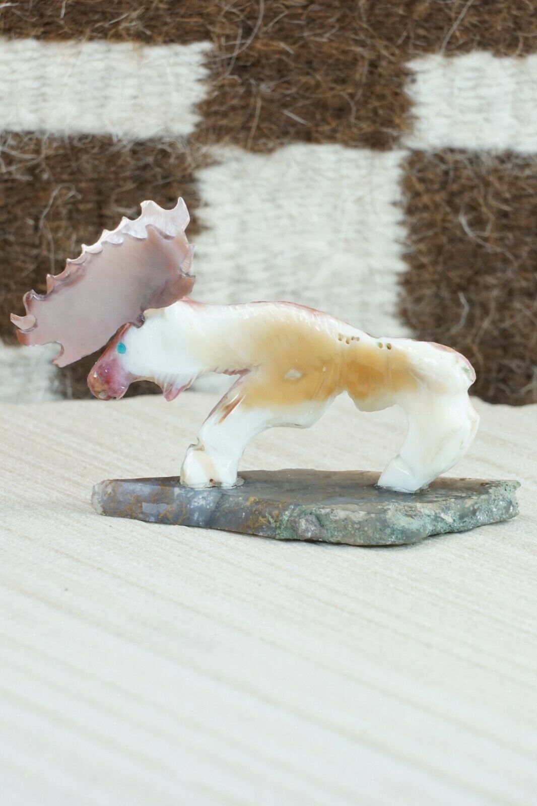 Spiny Oyster Moose Zuni Fetish Carving - Jonas Hastito
