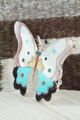 Multi Stone Inlay Butterfly & Sterling Silver Pendant - Tamara Pinto