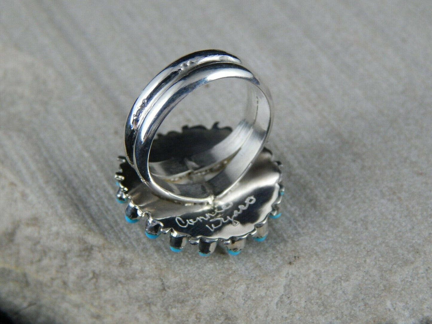 Zuni Turquoise and Sterling Silver Ring - Connie Wyaco - Size 6.5 - High Lonesome Trading