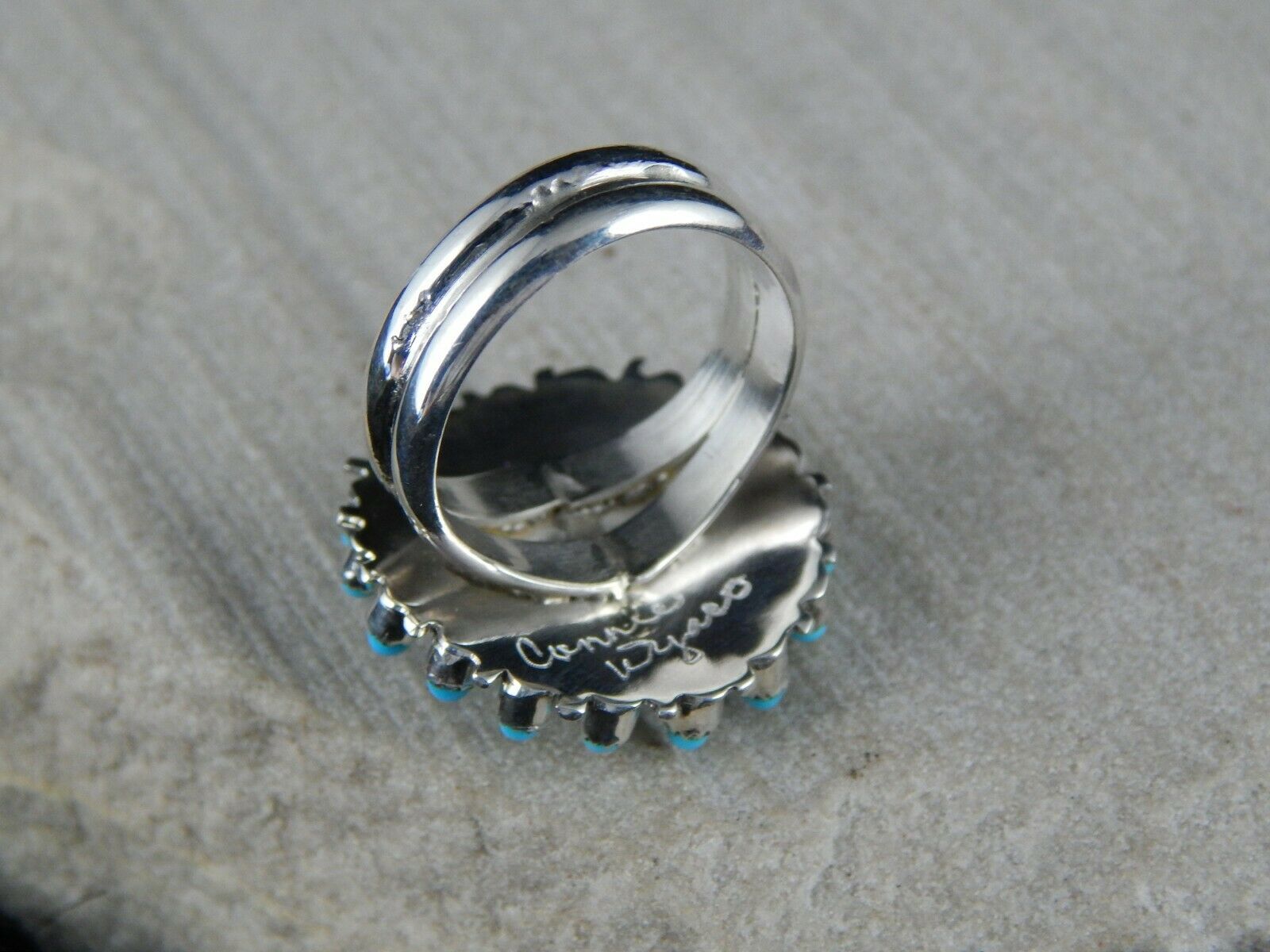 Zuni Turquoise and Sterling Silver Ring - Connie Wyaco - Size 6.5 - High Lonesome Trading